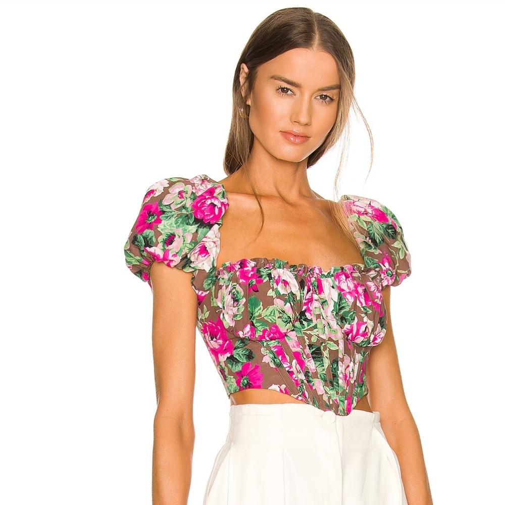 LPA | Claudette Corset Floral Top in Simone Print Size M